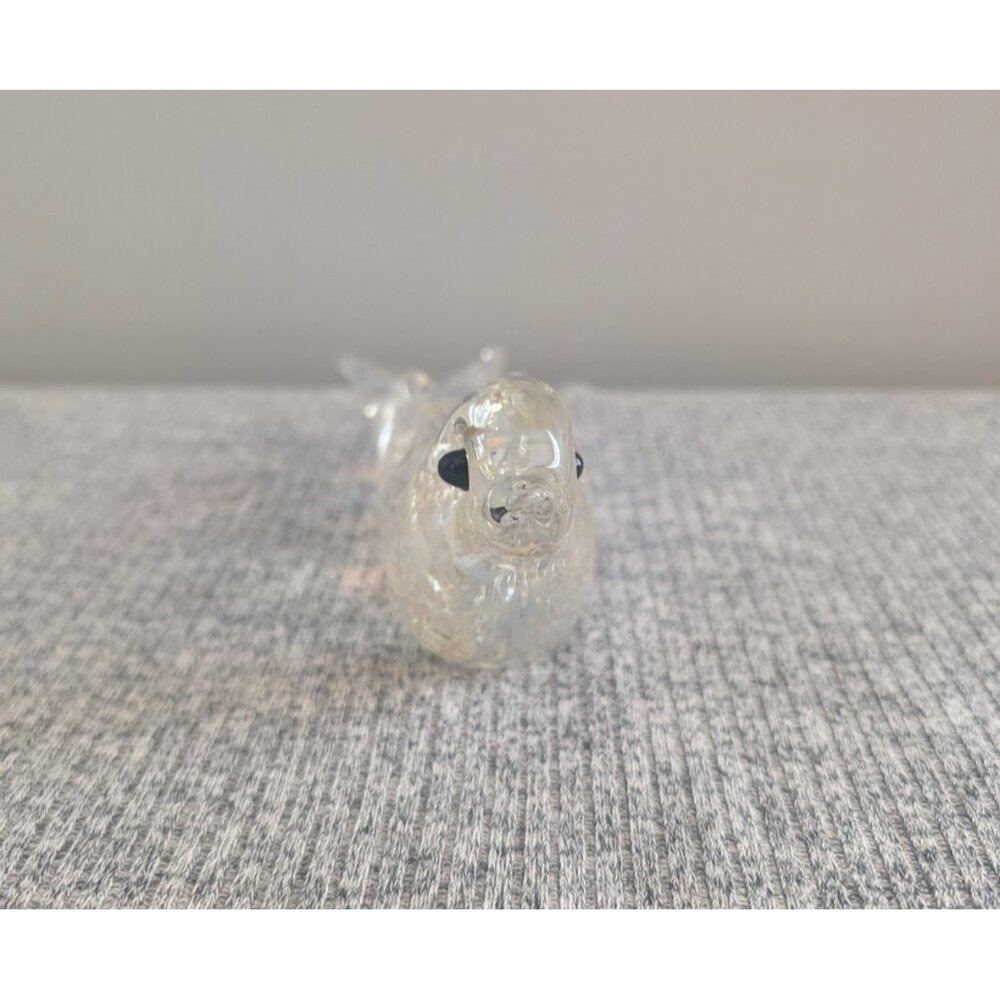 Small Art Glass Bird Figurine/Paperweight, Clear with Gold Flecks - Picture 3 of 5